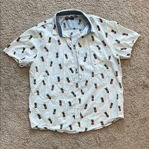 Brave Soul Pineapple Print Casual Shirt - White